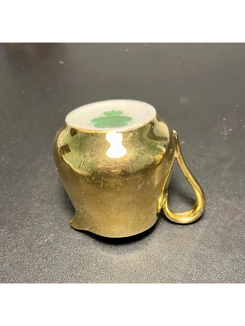 Royal Crown China LBC USA 1950s 22kt Gold Creamer Sugar Bowl Set, 3x2.75”